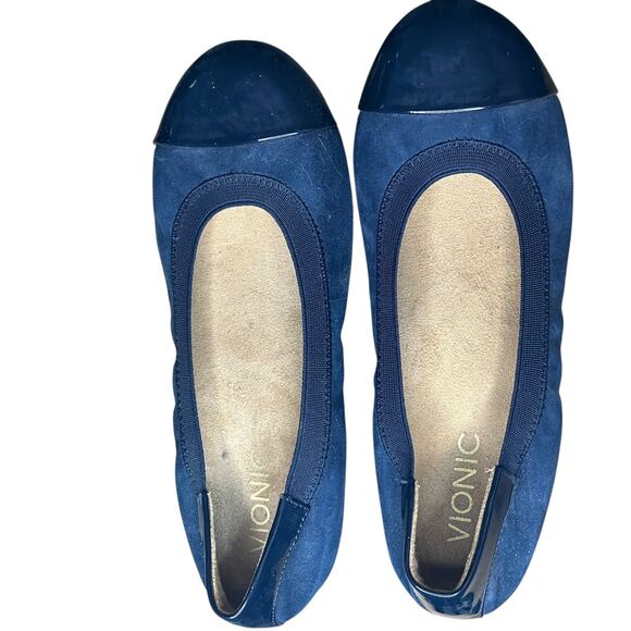 Vionic Spark Tiegan ballet flats in blue suede with cap toe-size 6 - Picture 6 of 10
